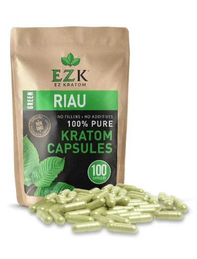 Green Riau Kratom Capsules (Size 00 or 000)